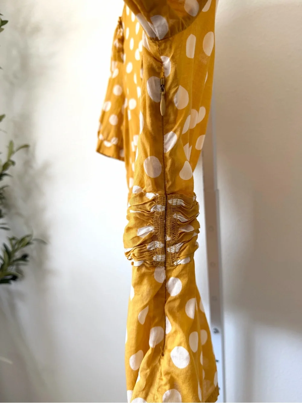 Tory Burch Yellow Polka Dot Peplum Blouse 100% Cotton Size 4